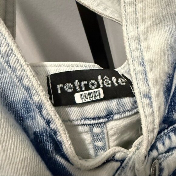 Retrofête Denim Monet Jumpsuit Size Medium Acid Wash Blue White - Picture 4 of 8